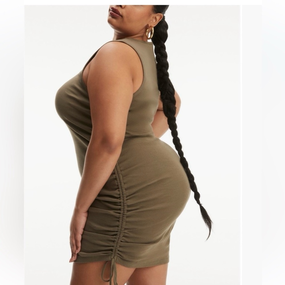 NWT Good American Olive Green Bodycon Dress - Picture 2 of 11